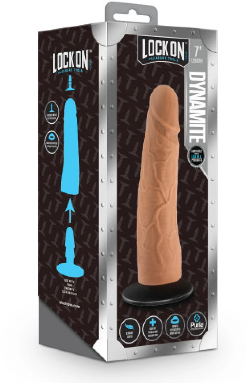 LOCK ON Dynamite dildo with suction cup adapter Mocha 17.7 x 5 c