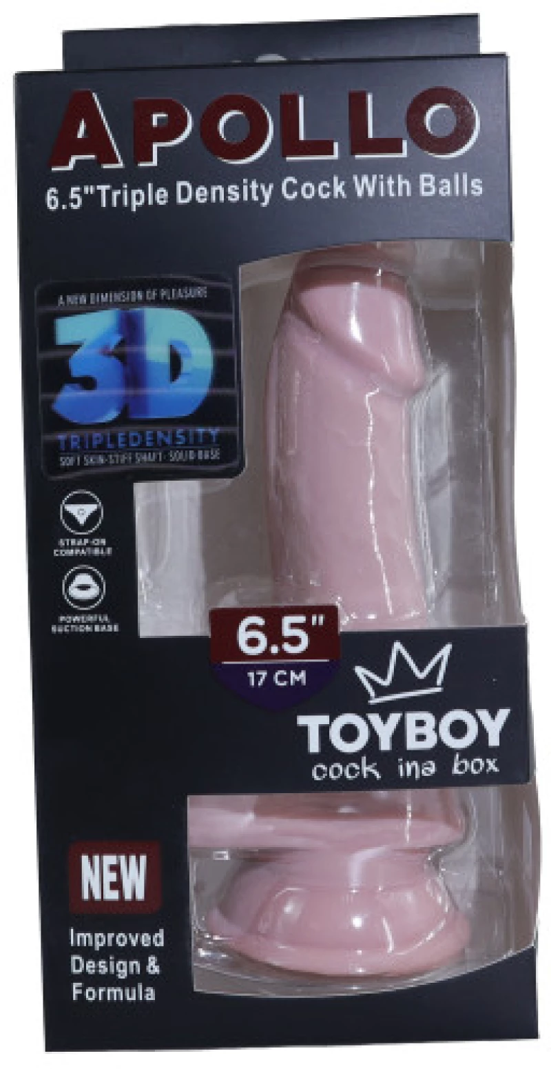 TOYBOY APOLLO ντιλντο με βεντούζα κ όρχεις TPE dual Layer 19 cm