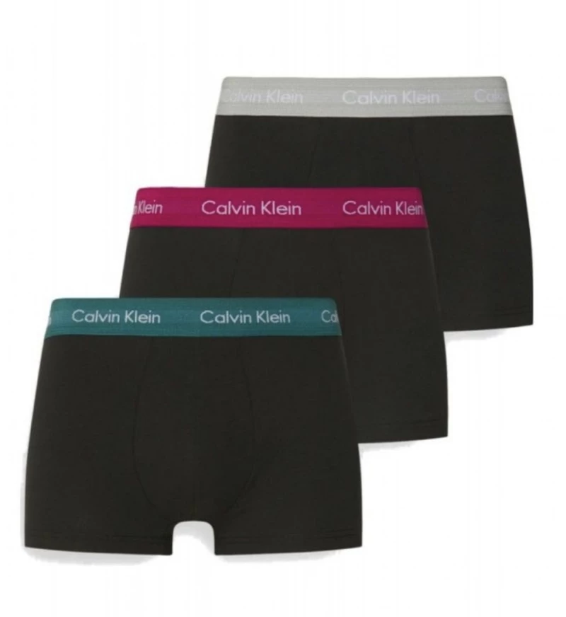 Ανδρικά boxer Calvin Klein - Μαύρο με χρωματιστό λάστιχο - 3 pack
