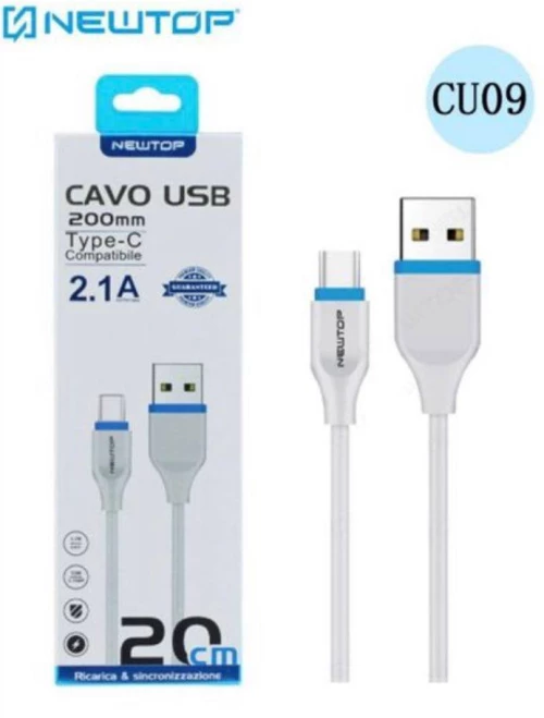 Newtop CU09 Flat USB 2.0 to Type-C Cable Λευκό 20CM