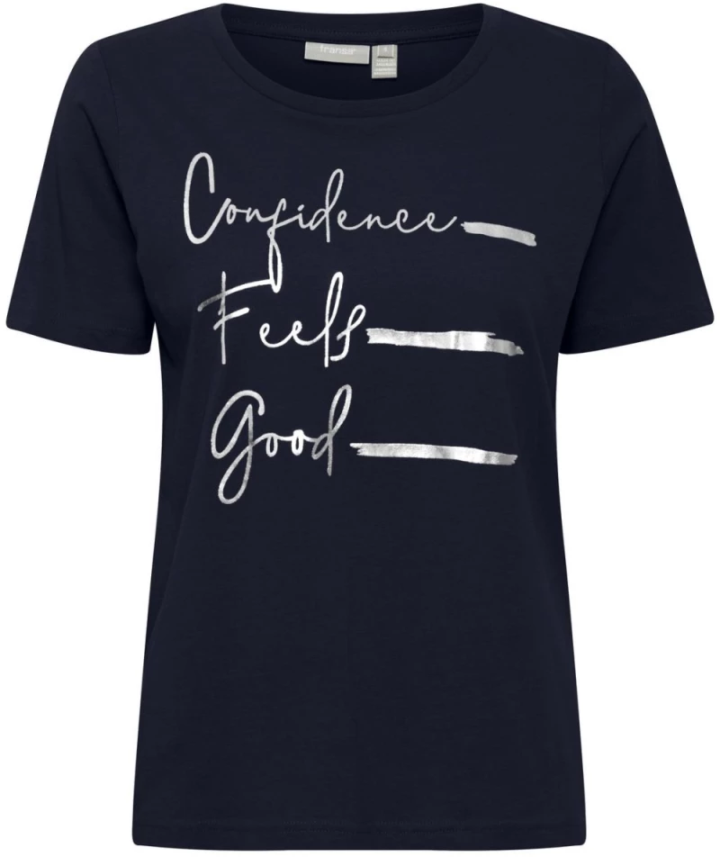 FRANSA Γυναικείο μπλέ navy tshirt μπλουζάκι 20613424-200119 Navy
