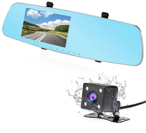 Βίντεο καταγραφέας DVR 1080 FULL HD με 4,3" LCD οθόνη στον καθρέφτη με κάμερα οπισθοπορείας και καταγραφή