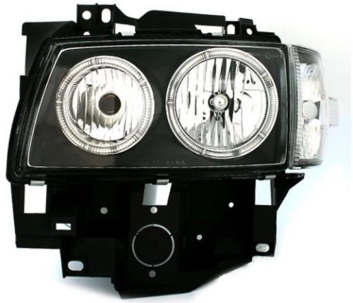 Φανάρια εμπρός angel eyes για Vw Transporter T4 (1997-2003) , μαύρα , χωρίς λάμπες (Η7) - σετ 2τμχ.