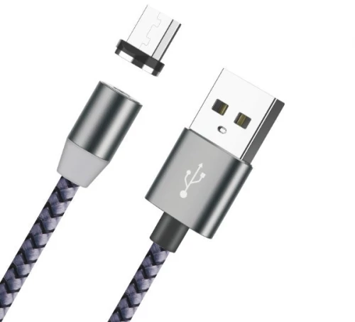 LEEWELLO SJX-181 Μαγνητικό Καλώδιο Κορδόνι Ταχείας Φόρτισης & Συγχρονισμού Δεδομένων USB2.0 (Micro USB) (2.4A) (1m) (Γκρι)