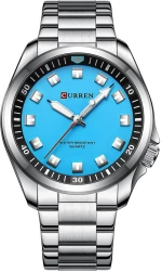 Curren C8451 Silver Blue Ρολόι με Γαλάζιο Καντράν και Ασημένιο Μπρασελέ