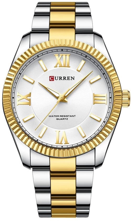 Curren C8453 White Ρολόι με Λευκό Καντράν και Ασημένιο Χρυσό Μπρασελέ