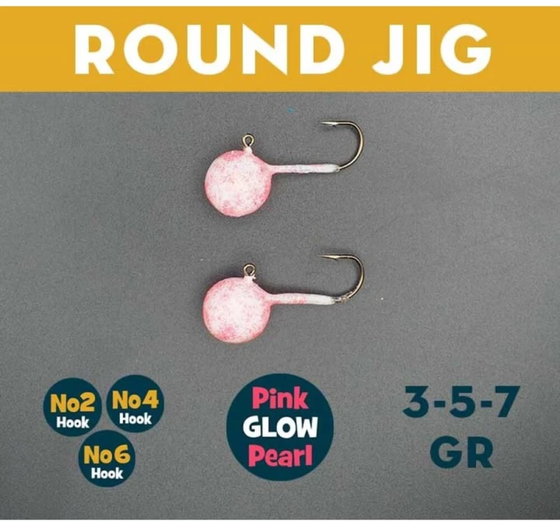 Nerd Fishing Round Jig - PEARL PINK GLOW 3g