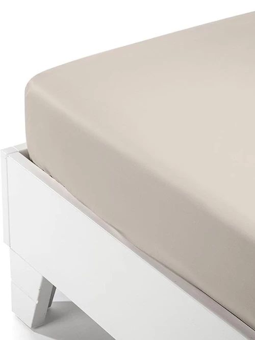 Κατωσέντονο Satin με λάστιχο Beige Διπλό (160x200 35)