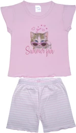 Pretty Baby Πυζάμες Summer Cat Ροζ Ριγα  65526 Κορίτσι