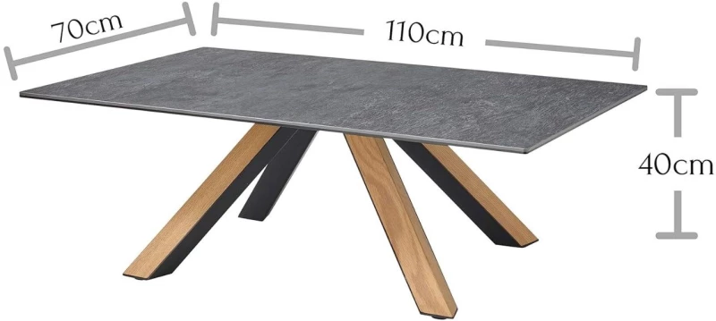 Τραπεζάκι κεραμικό ΜΙΑ γραφίτης 110x70x40cm