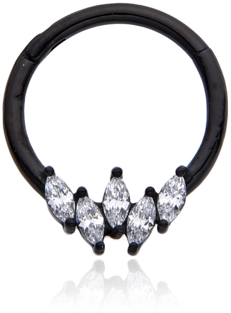 ΣΚΟΥΛΑΡΙΚΙ SEGMENT RING ΖΙΡΓΚΟΝ 10MM ΑΤΣΑΛΙ 316L ΜΑΥΡΟ S90093-1