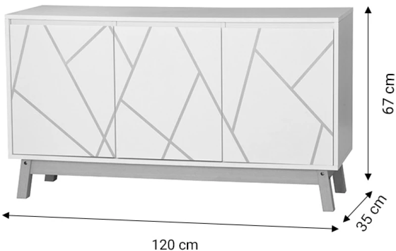 Μπουφές Aria pakoworld λευκό-φυσικό 120x35x67 εκ