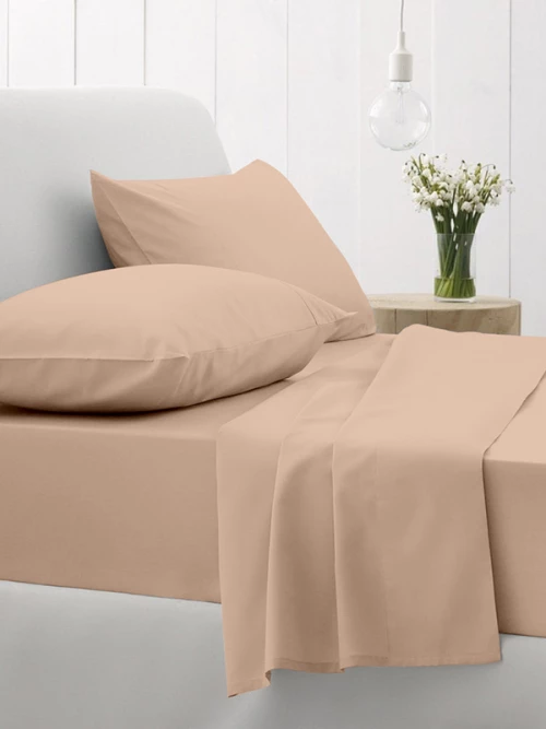Σετ Σεντόνια Cotton Feelings 110 Beige Υπέρδιπλο με λάστιχο (170x205 30)