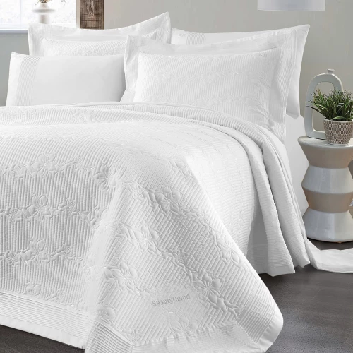 Σετ κουβερλί υπέρδιπλο Emelia Art 12505 230x250 Λευκό Beauty Home