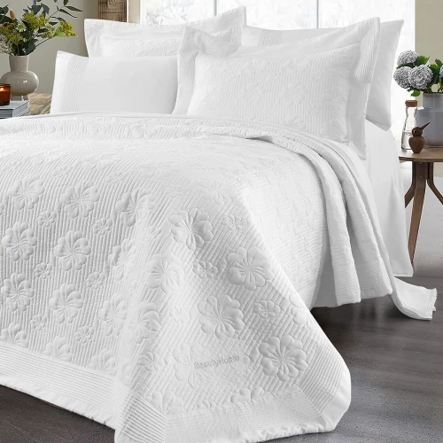 Σετ κουβερλί υπέρδιπλο Marilia Art 12502 230x250 Λευκό Beauty Home