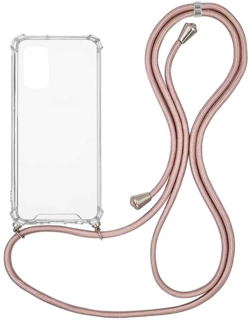 Θήκη Σιλικόνης με Κορδόνι Sonique Armor Clear Samsung Galaxy A32 5G Ροζ Χρυσό Σατινέ - Sonique - Ροζ Χρυσό Σατινέ - Galaxy A32 5G - Θήκες Πλάτης