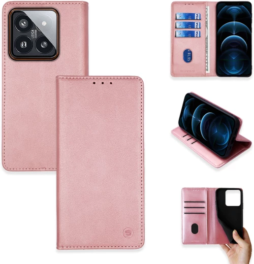 Θήκη Πορτοφόλι Vintage Magnet Wallet Sonique Xiaomi Xiaomi 14 Pro Ροζ Χρυσό - Sonique - Ροζ Χρυσό - Xiaomi 14 Pro - Θήκη Πορτοφόλι