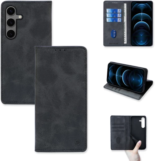 Θήκη Πορτοφόλι Vintage Magnet Wallet Sonique Samsung Galaxy S24 Μαύρο - Sonique - Μαύρο - Galaxy S24 - Θήκη Πορτοφόλι
