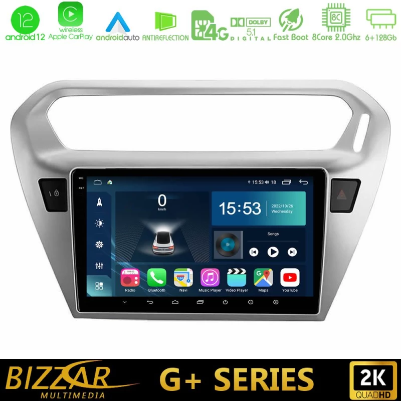 Bizzar G+ Series Citroën C-Elysée / Peugeot 301 8Core Android12 6+128GB Navigation Multimedia Tablet 9"
