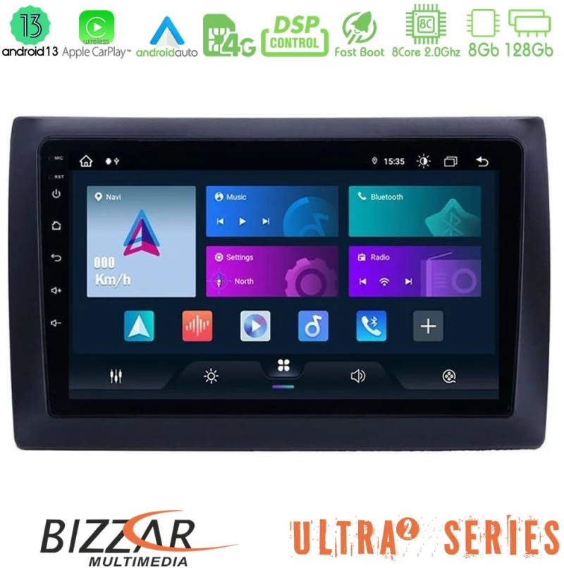 Bizzar Ultra Series Fiat Stilo 8core Android13 8+128GB Navigation Multimedia Tablet 9"