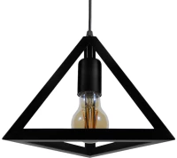 GloboStar® TRIANGLE 01063 Μοντέρνο Κρεμαστό Φωτιστικό Οροφής Μονόφωτο 1 x E27 Μαύρο Μεταλλικό Πλέγμα Φ25 x Y21cm