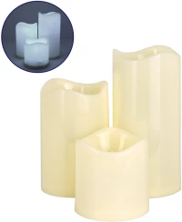 GloboStar® 79551 ΣΕΤ 3 Διακοσμητικών Realistic Κεριών με LED - Μπαταρίας & Ασύρματο Χειριστήριο IR Ψυχρό Λευκό 6000K Dimmable
