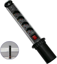 GloboStar® 79631 Χωνευτό Πτυσσόμενο Πολύμπριζο με 4 Πρίζες Ασφαλείας EU Σούκο AC 230V Max 4000W & 2 Εξόδους USB DC 5V Max 3A 18W & Ενσωματωμένο Διακόπτη Οn/Off