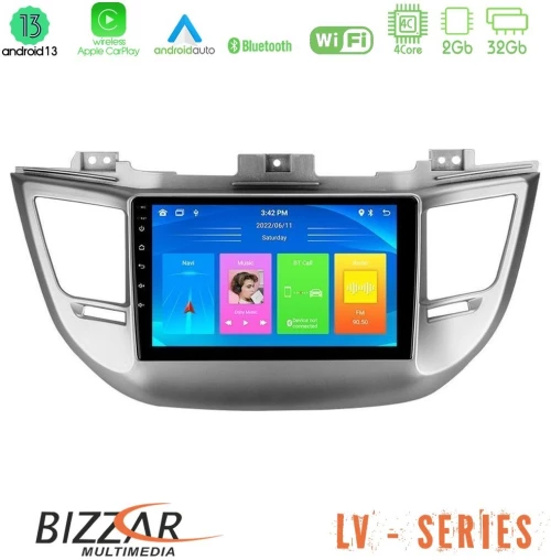 Bizzar LV Series Hyundai Tucson 2015-2018 4Core Android 13 2+32GB Navigation Multimedia Tablet 9"