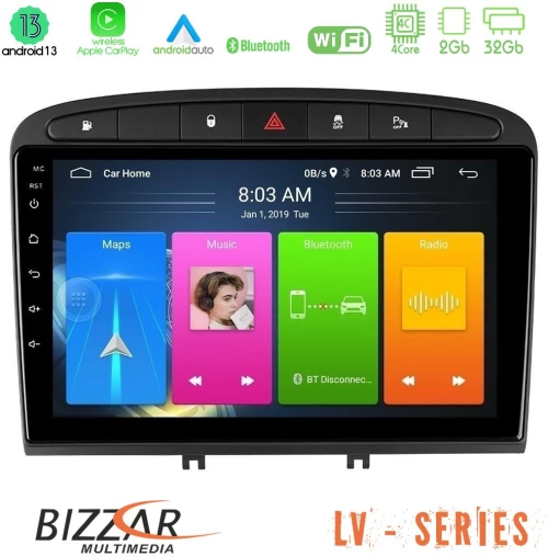Bizzar LV Series Peugeot 308/RCZ 4Core Android 13 2+32GB Navigation Multimedia Tablet 9"