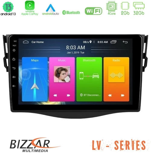 Bizzar LV Series Toyota RAV4 4Core Android 13 2+32GB Navigation Multimedia Tablet 9"