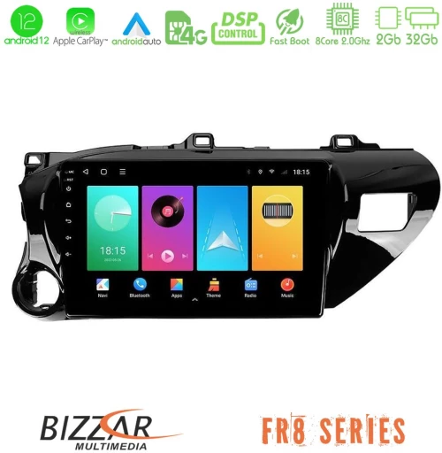 Bizzar FR8 Series Toyota Hilux 2017-2021 8core Android13 2+32GB Navigation Multimedia Tablet 10"
