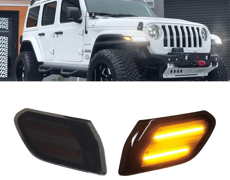 Πλαϊνά Φλας Φτερού Για Jeep Wrangler JL 18+ Φιμέ Led 2 Τεμάχια