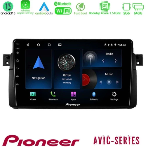 Pioneer AVIC 4Core Android13 2+64GB BMW E46 Navigation Multimedia Tablet 9"