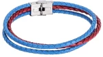 Βραχιόλι Senza Men`s Steel Red και  Blue Leather Strap SSD4998-5