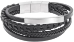Βραχιόλι Senza Men`s Steel Black Leather Strap SSD5126SBK