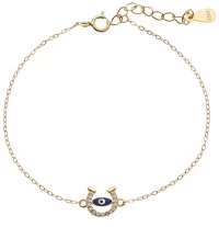 Βραχιόλι Senza Silver 925 Gold Plated, Ματάκι με σμάλτο και πέταλο με ζιργκόν SSR3052GBL