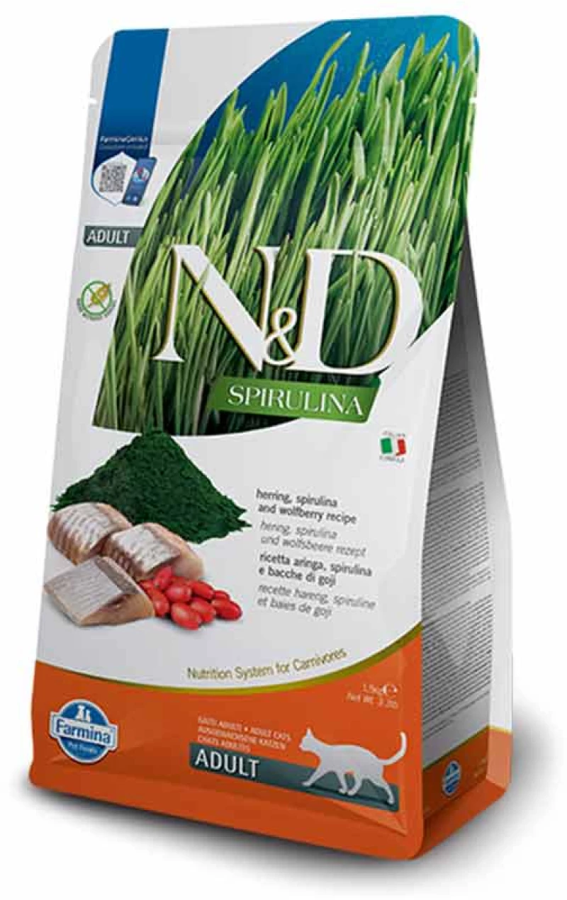 N&D Spirulina Cat Herring & Wolfberry Αdult 1.5kg