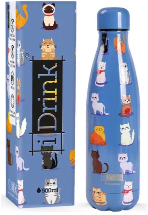 Παγούρι i Drink Therm Bottle - Blue Cats 500ml ID0444