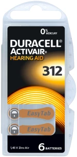 Duracell Μπαταρίες Ακουστικών Βαρηκοΐας Activair 312, 1.45v, 6τμχ