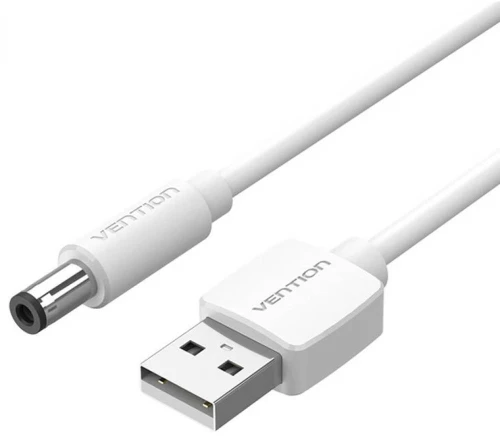 Vention usb to dc 5.5mm Barrel Jack Power Cable 1.5m White Tuning Fork Type (Ceywg) (Venceywg)