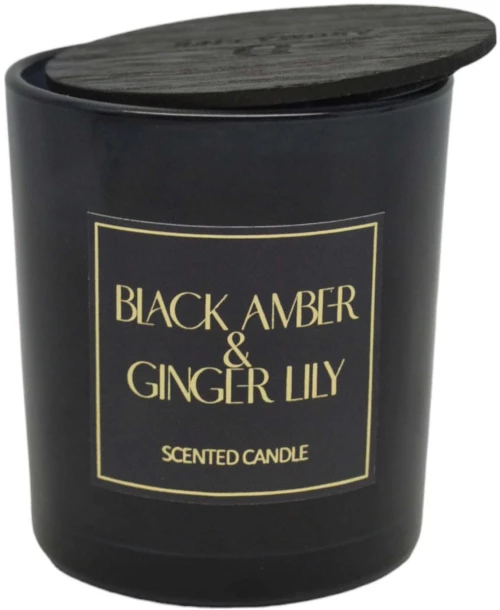 ΑΡΩΜΑΤΙΚΟ ΚΕΡΙ BLACK AMBER & GINGER LILY ΣΕ ΓΥΑΛΙΝΟ ΔΟΧΕΙΟ ΜΕ ΚΑΠΑΚΙ 7x7x7,8εκ. ANKOR