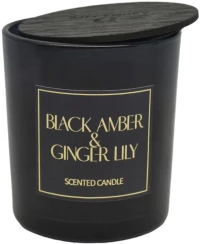 ΑΡΩΜΑΤΙΚΟ ΚΕΡΙ BLACK AMBER & GINGER LILY ΣΕ ΓΥΑΛΙΝΟ ΔΟΧΕΙΟ ΜΕ ΚΑΠΑΚΙ 7x7x7,8εκ. ANKOR