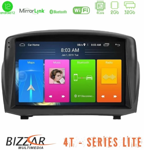 Bizzar 4T Series Ford Fiesta 2008-2016 4core Android12 2+32GB Navigation Multimedia Tablet 9" (Oem Style)