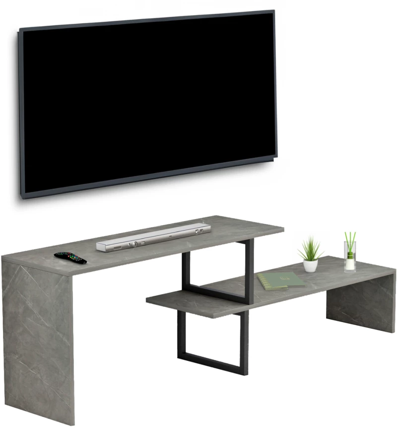 ΕΠΙΠΛΟ ΤΗΛΕΟΡΑΣΗΣ ΕΠΕΚΤ. BRIGGITE HM8892.11 ΜΕΛΑΜΙΝΗ GREY STONE TEXTURE 160x30x45Υεκ.