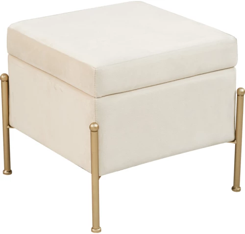 Σκαμπό-μπαούλο Panton pakoworld βελούδο κρεμ-χρυσό 40x40x36,5εκ