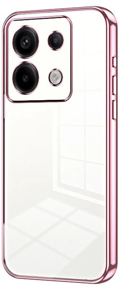 For Xiaomi Redmi Note 13 Pro+ Transparent Plating Fine Hole Phone Case(Pink)