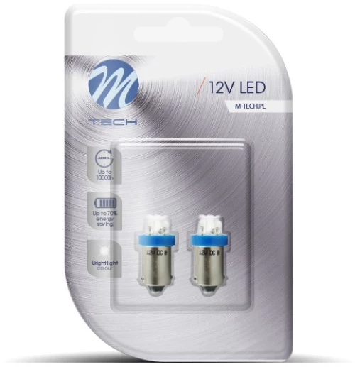 T4W 12V 0,96W BA9s (ΜΙΝΙΟΝ) LED 4xLED 3mm ΜΠΛΕ BLISTER 2ΤΕΜ. M-TECH