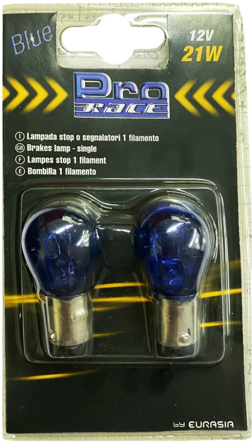 P21W 12V 21W BA15s ΜΟΝΟΠΟΛΙΚΟ ΜΠΛΕ BLUE DYED-GLASS 2ΤΕΜ. BLISTER