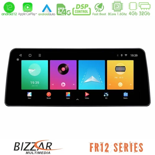 Bizzar Car Pad FR12 Series Nissan Navara D40 8Core Android 12 4+32GB Navigation Multimedia Tablet 12.3″