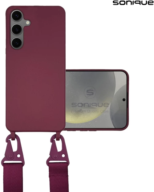 Θήκη Σιλικόνης με Strap CarryHang Sonique Samsung Galaxy S24 Plus Μπορντώ - Sonique - Μπορντώ - Galaxy S24 Plus - Θήκες Πλάτης